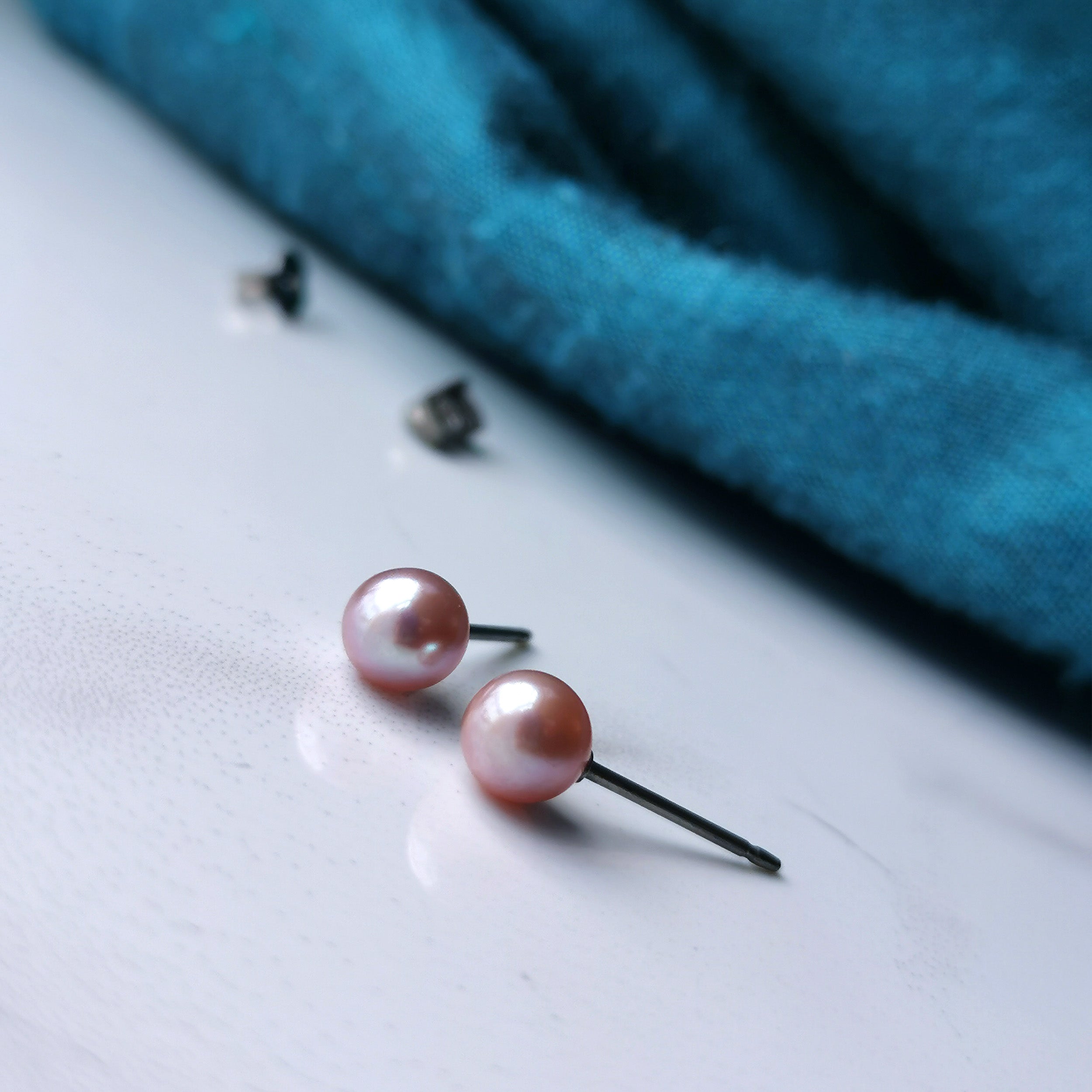 Freshwater Pearl Earrings - Pink Pearl Studs On Nickel Free Titanium