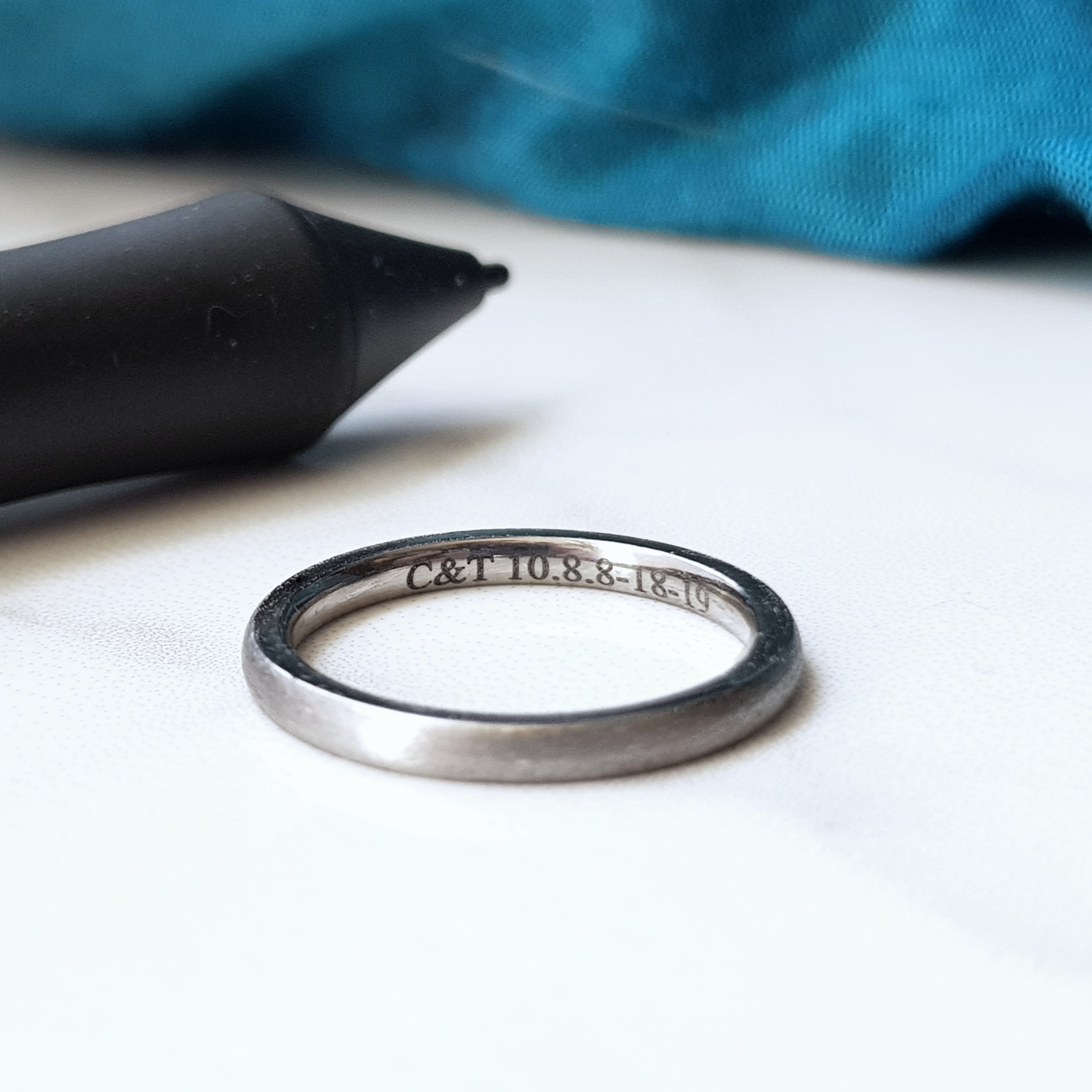 Brushed Titanium Wedding Band With Optional Laser Engraving