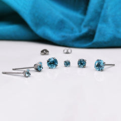 swiss blue Topaz earrings on titanium 