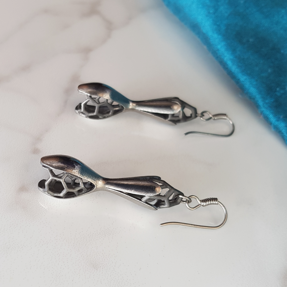 Titanium Seed Pod, 3D Printed Drop Earrings