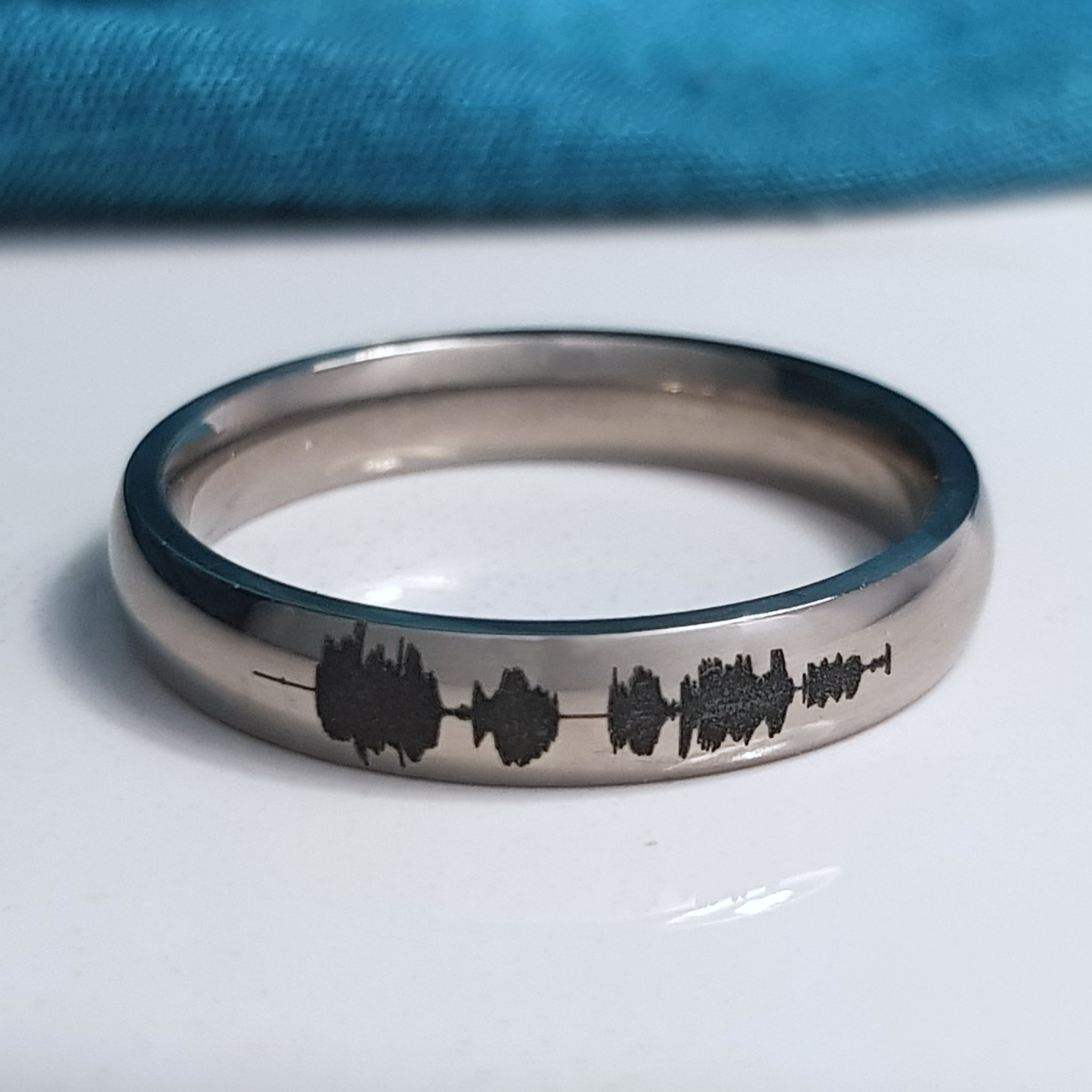 Soundwave Waveform Ring Titanium Laser Engraved Detailed by Catlogix