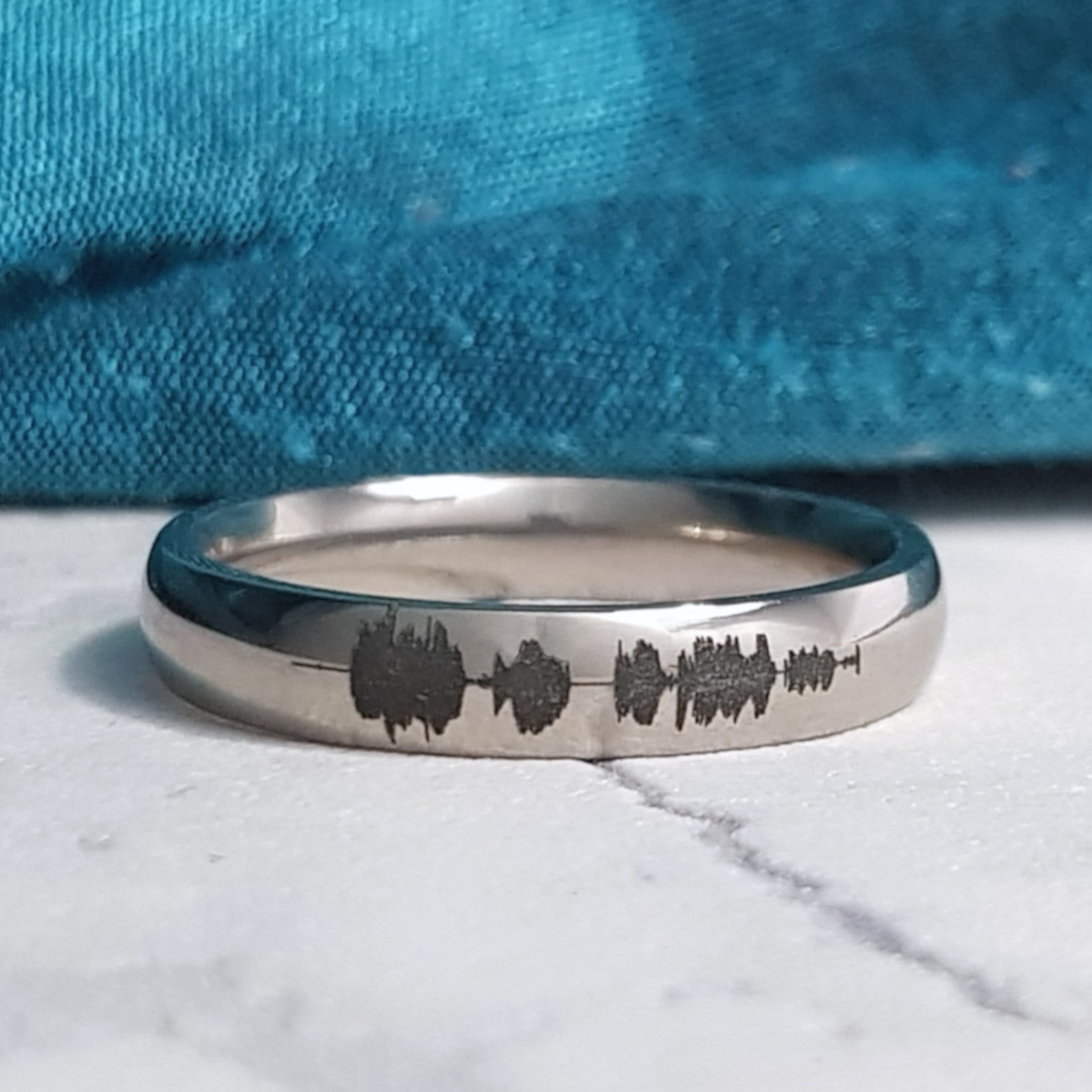 Soundwave Waveform Ring Titanium Laser Engraved Detailed by Catlogix