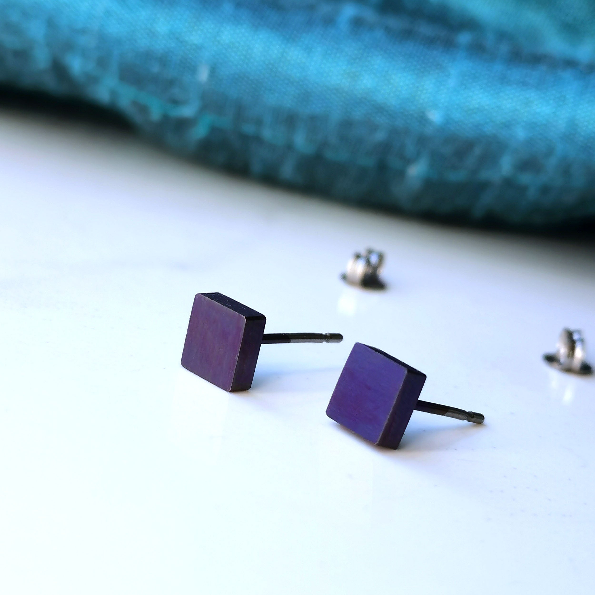 Titanium Stud Earrings - Square Earrings in 5 Colours - 5mm