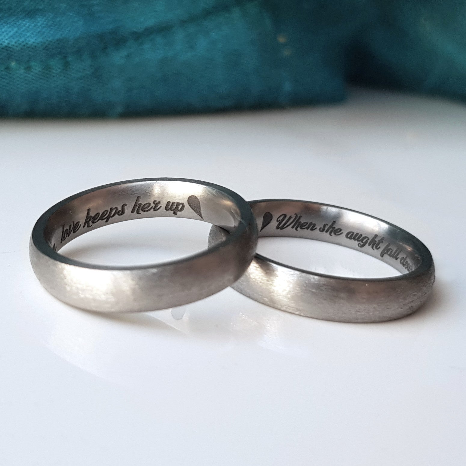 Brushed Titanium Wedding Band With Optional Laser Engraving