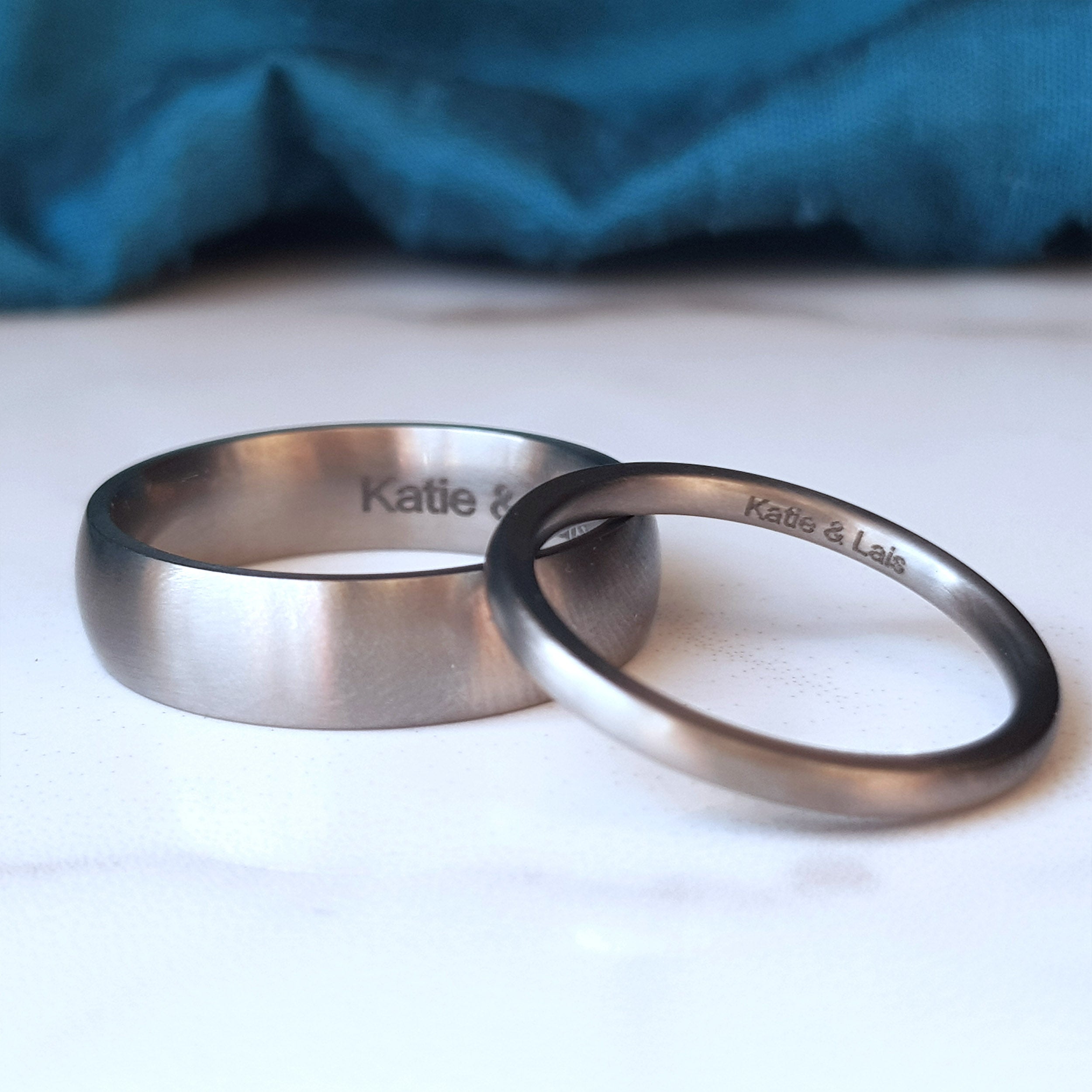 Matte Titanium Wedding Band With Optional Laser Engraving